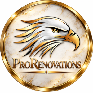 ProRenovations round gold eagle badge
